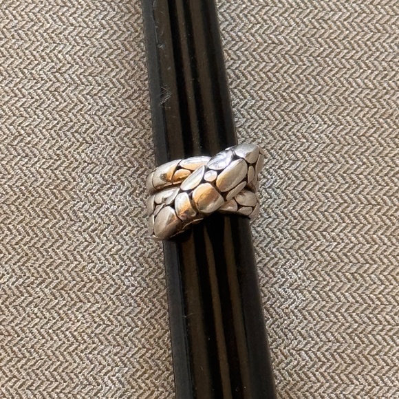 John Hardy Sterling Silver Kali Pebble Crossover Twist Ring Size 7.5 - Picture 3 of 10